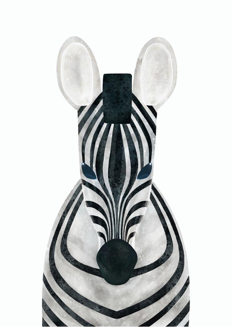 Sød zebra plakat til børneværelset