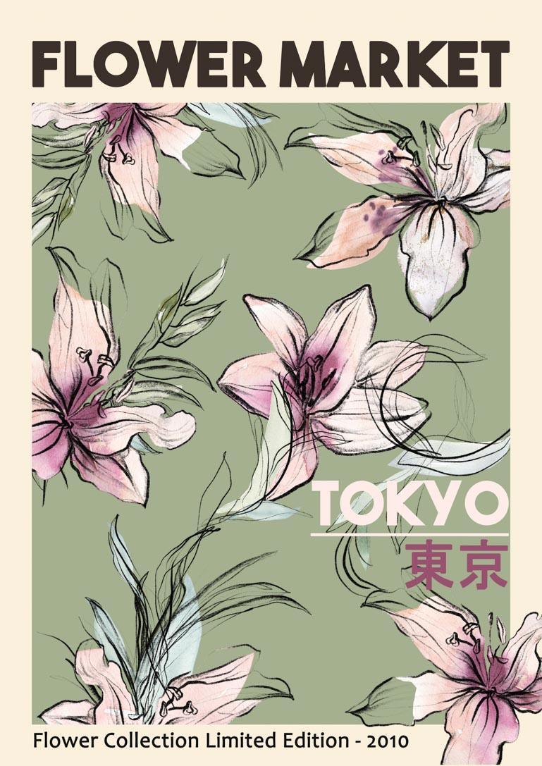 Blomstermarked Tokyo Plakat
