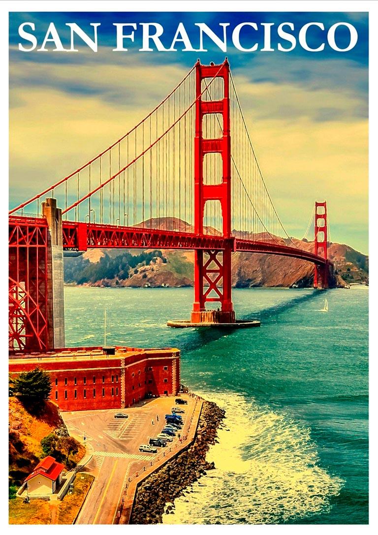 San Francisco Plakat - Kunsttryk af Byen