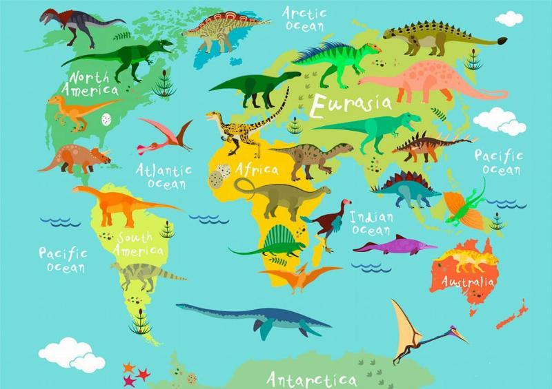 Dinosaurer Verdenskort Plakat til Børn