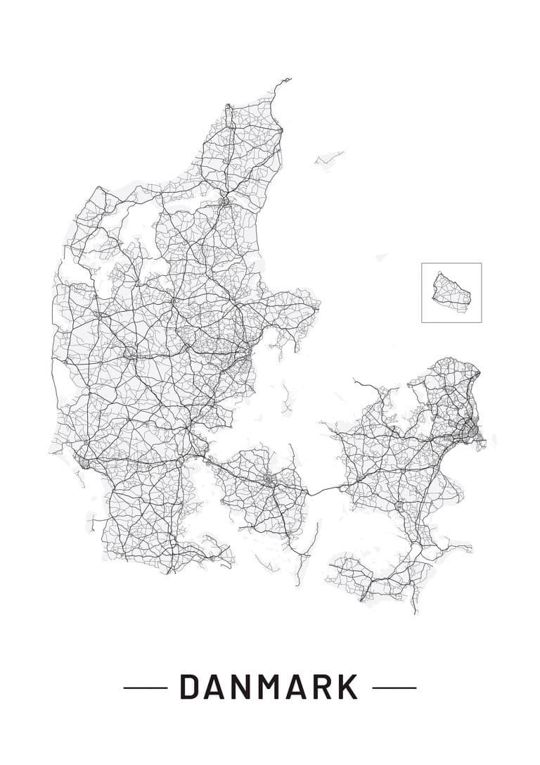 Danmarkskort Plakat i Farver