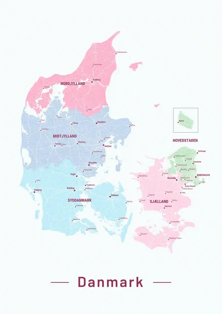 Danmarkskort Plakat Nr. 01