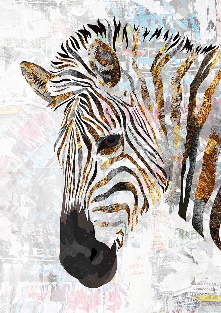 Grunge guld zebra mønster