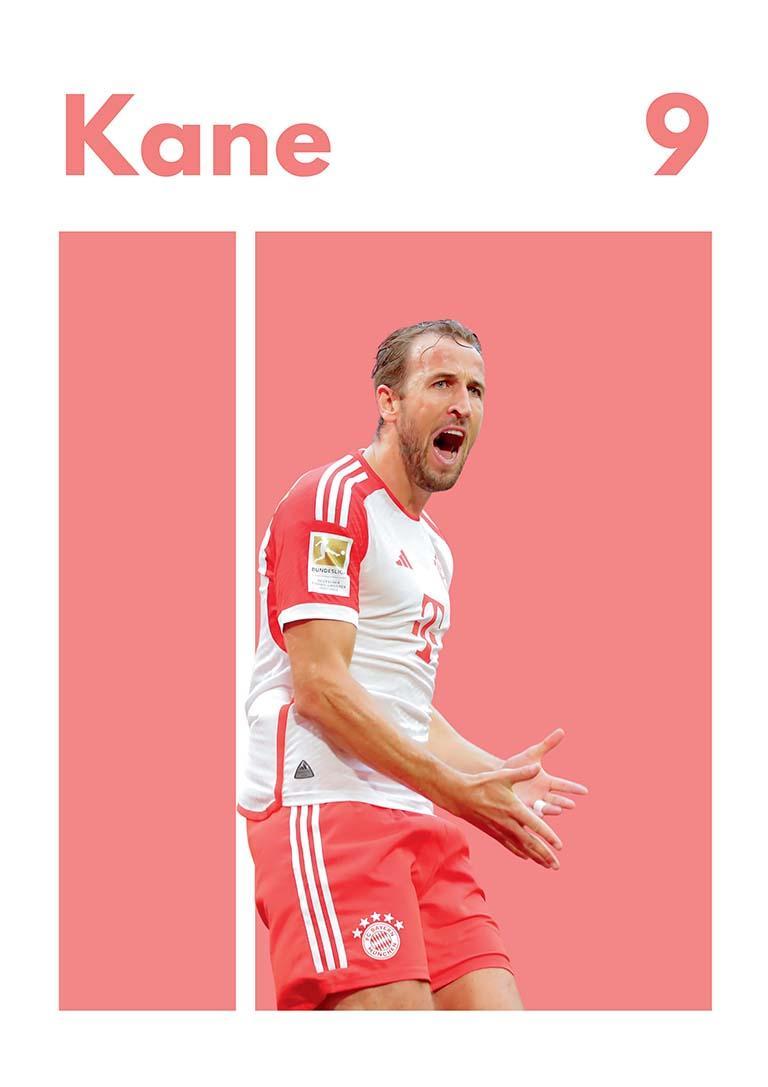 Harry Kane Fodboldplakat til Bayern