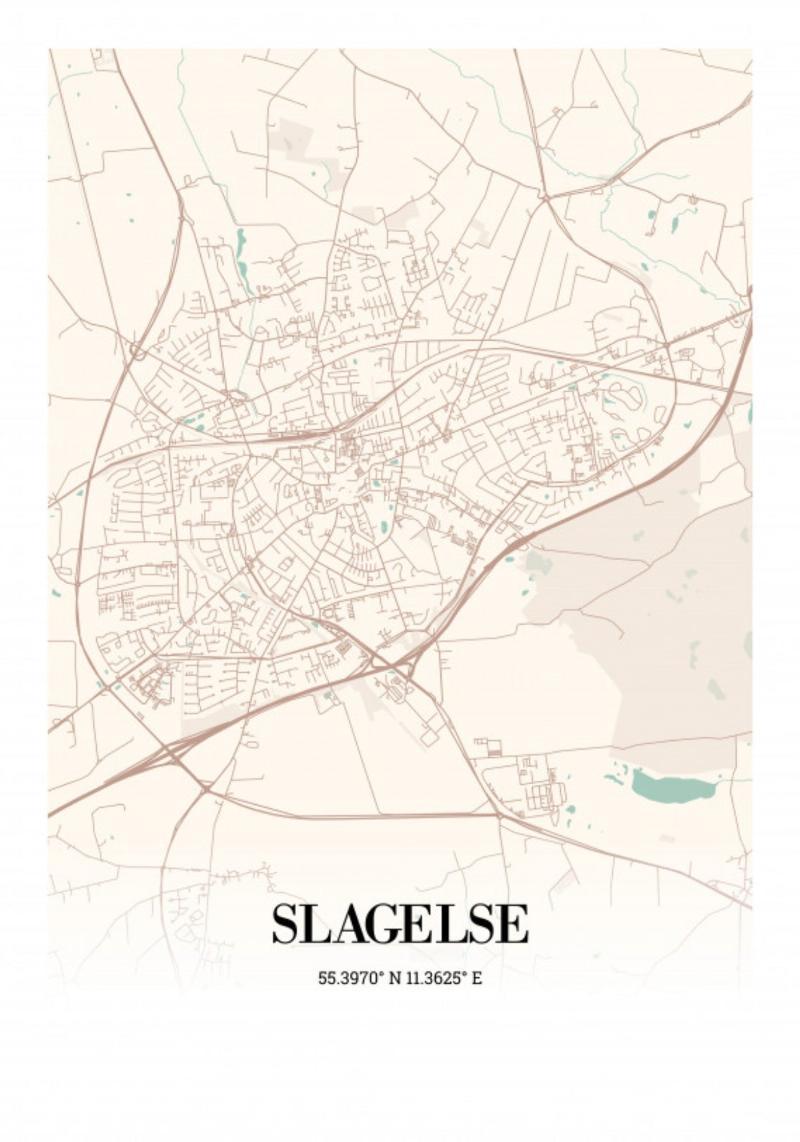 Slagelse 21x30 cm Kunstplakat