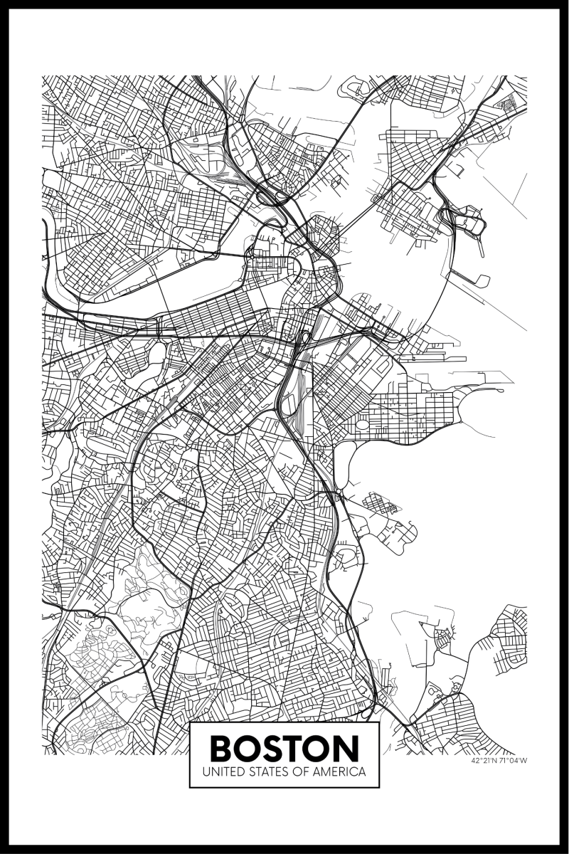 Boston Plakat - 30x40 cm Kunsttryk