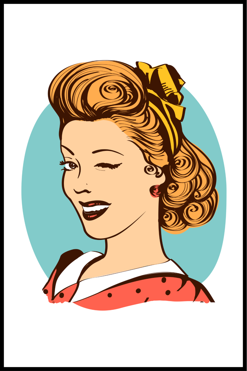 Retro plakat af køkkendame - 40x50 cm