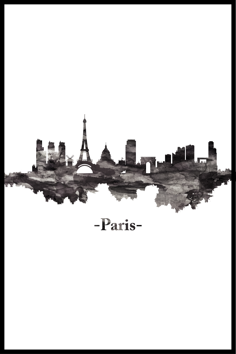 Skyline plakat af Paris - 40x50 cm