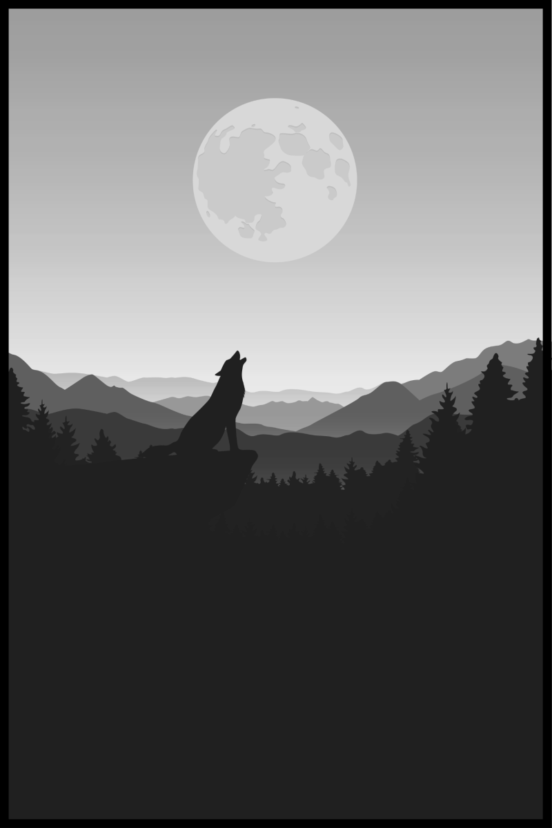 Hylende ulv plakat - 30x40 cm kunsttryk