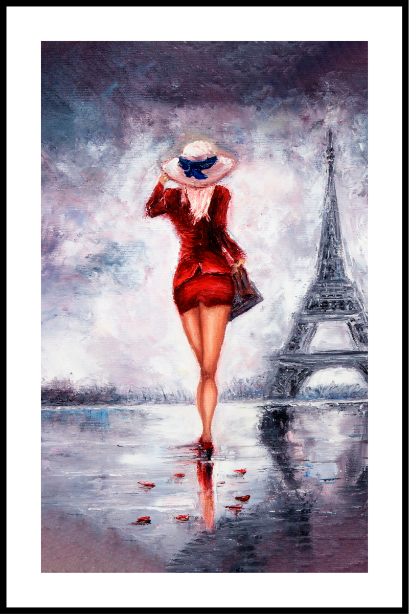 Kvindeportræt i Paris Plakat - 40x50 cm