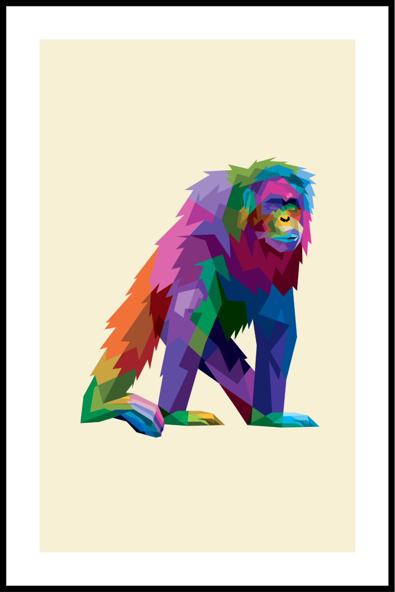Farverig Gorilla Plakat - 30x40 cm