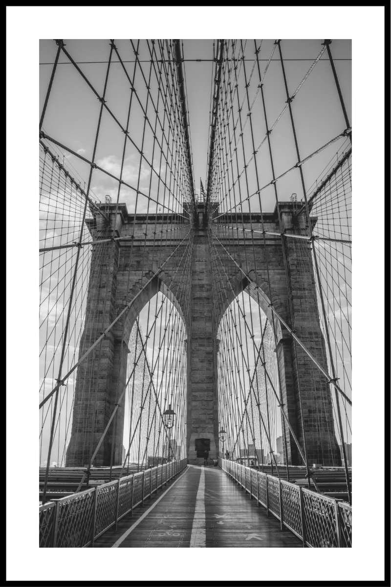 Brooklyn Bridge Plakat i Sort/Hvid - 30x40 cm