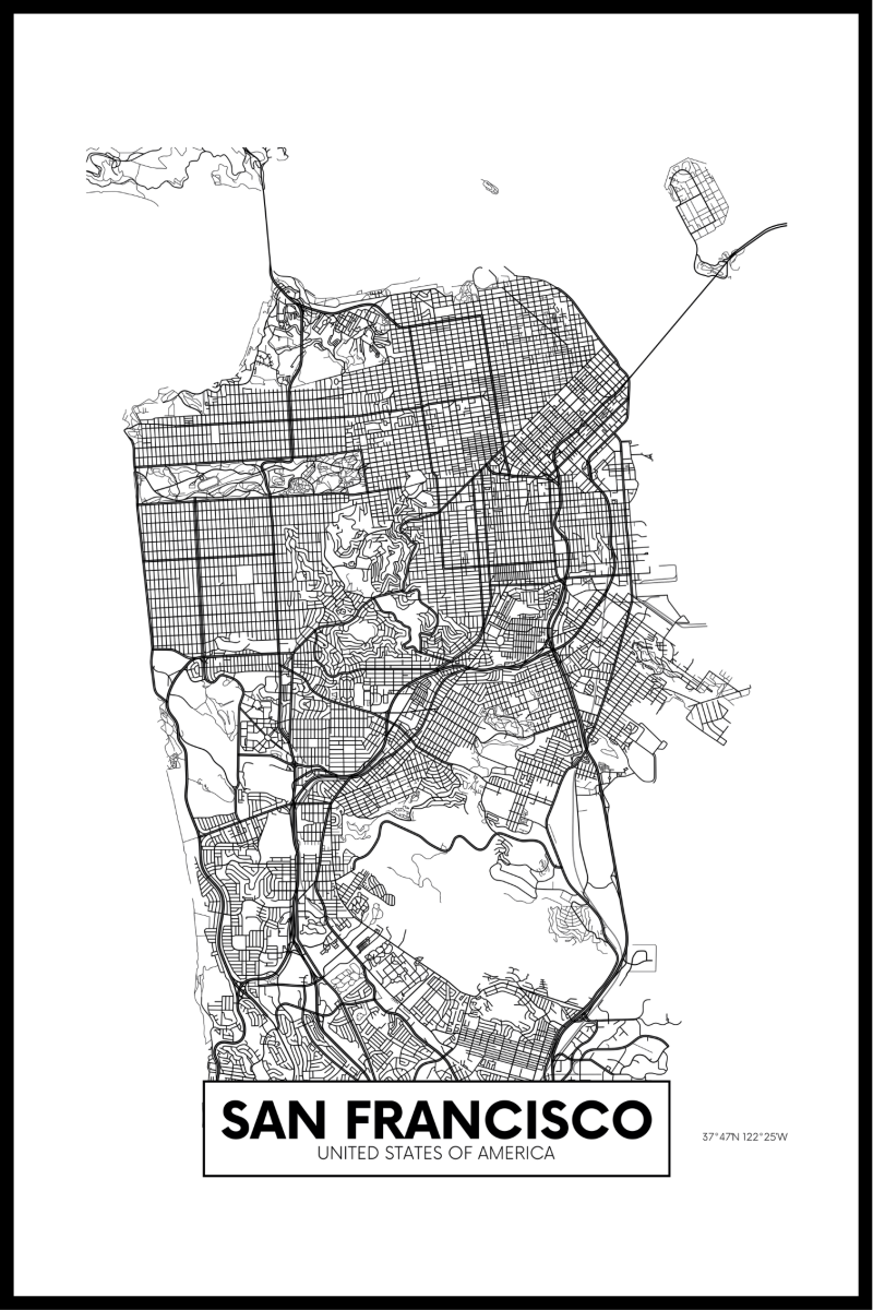 San Francisco Plakat - 30x40 cm Kunsttryk