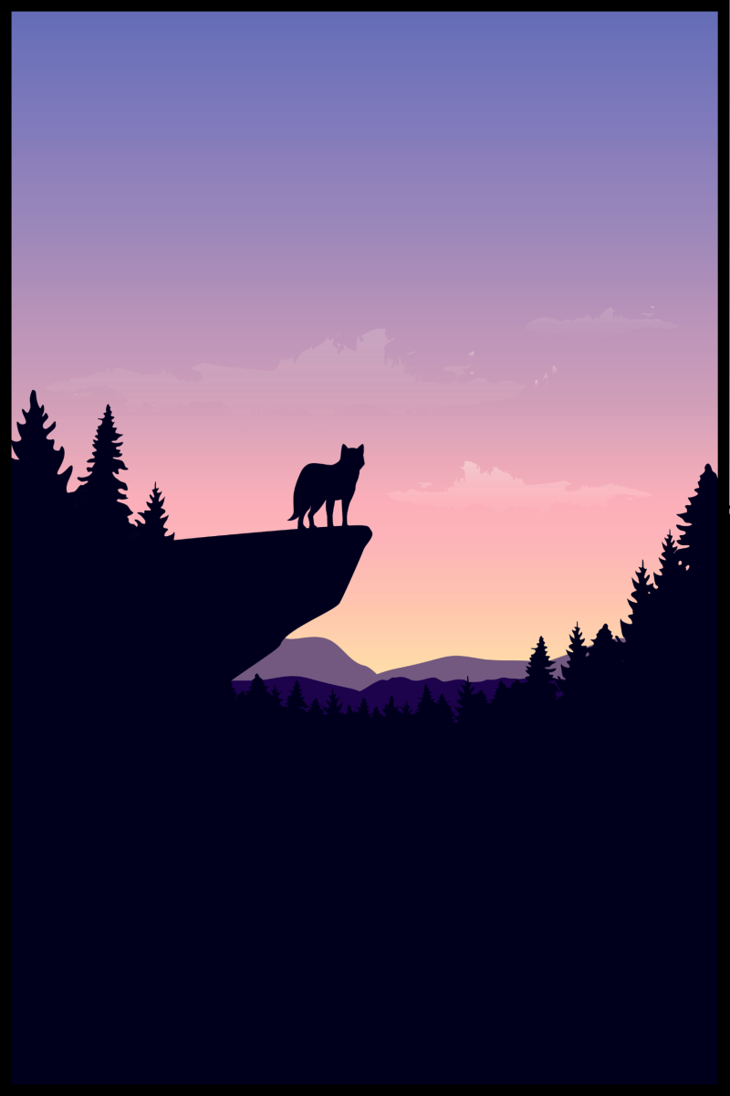 Ulv i skov plakat - 30x40 cm kunsttryk