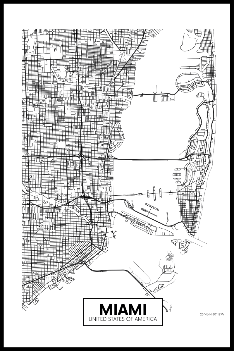 Miami Plakat – 30x40 cm Kunsttryk