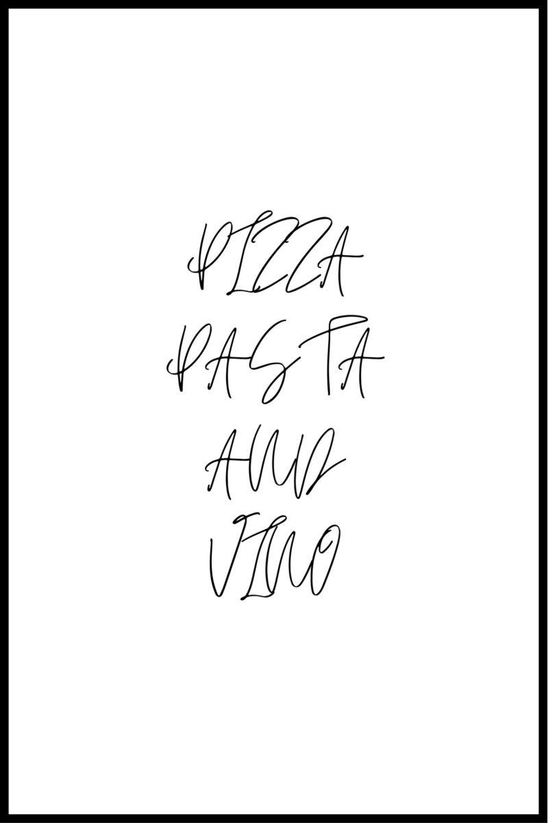 Pizzatekst plakat - 30x40 cm dekorativt kunstværk