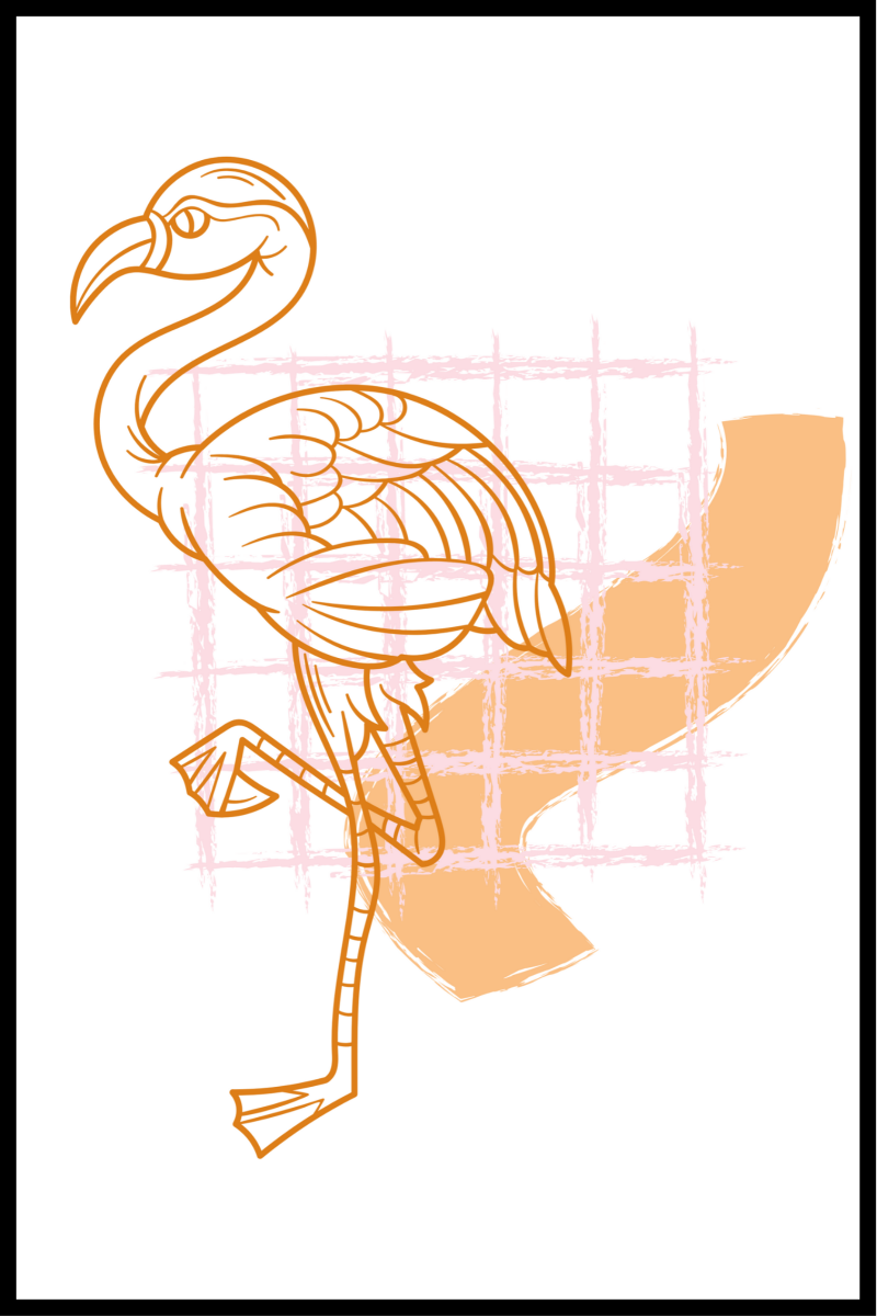 Orange flamingo plakat - 30x40 cm