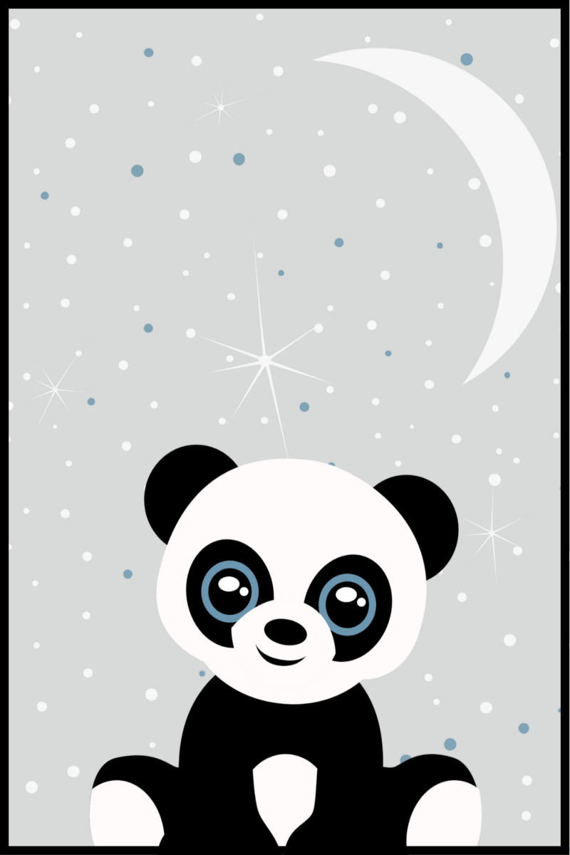 Panda Plakat til Børn - 21x30 cm