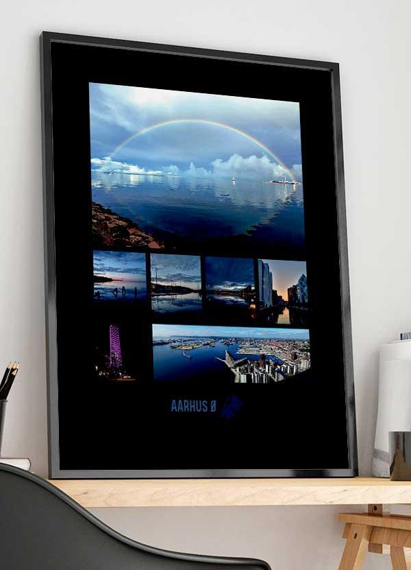 Aarhus Ø-byplakat – Regnbue – Sort A4 199 kr.