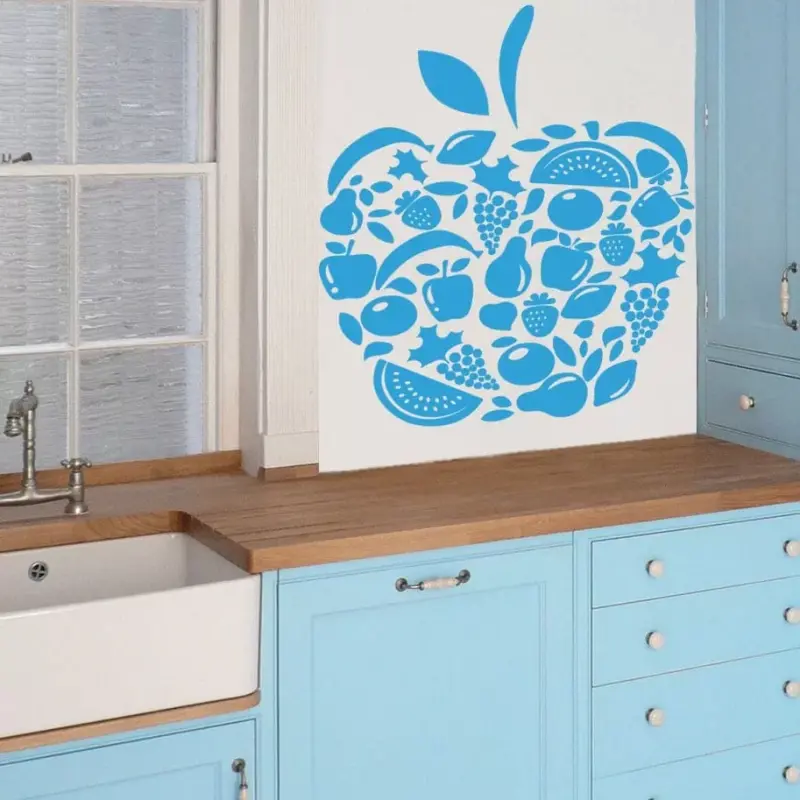 Æble Vægklistermærke – Unik Dekoration til Dit Køkken