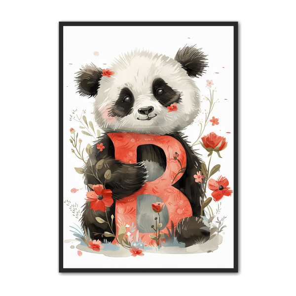 Panda B Bogstav Plakat 48 cm