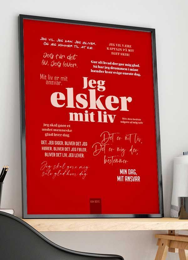 Kim Boye citatplakat - rød - A4 størrelse 199 kr.