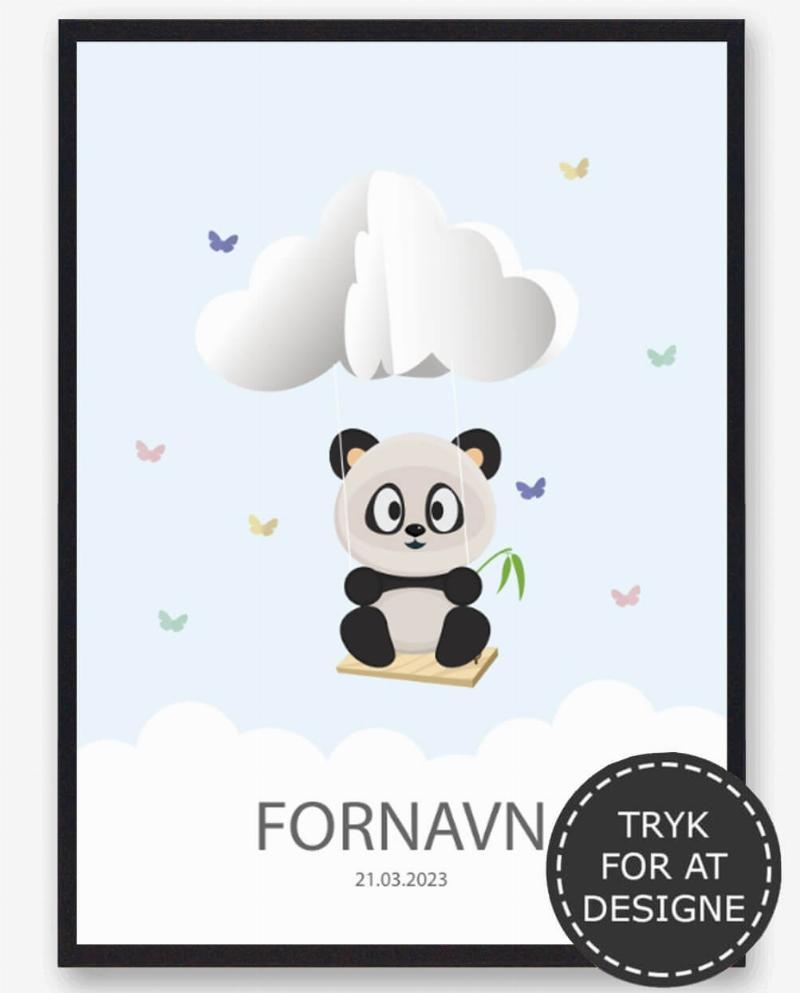 Navnetavle Panda - Plakat 50x70 cm (B2)