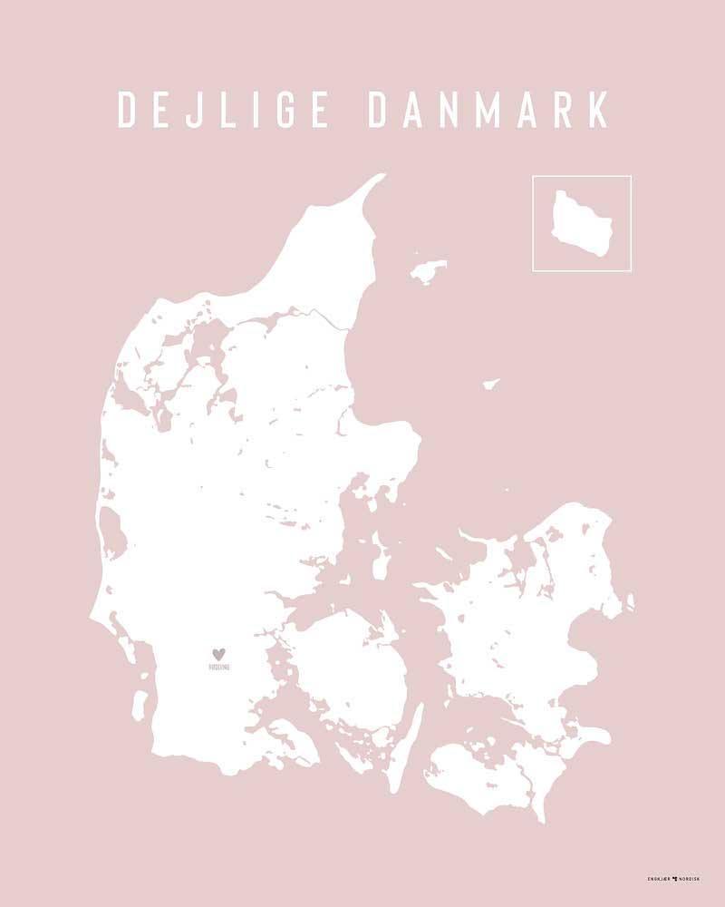 Rosa Danmarkskort Plakat
