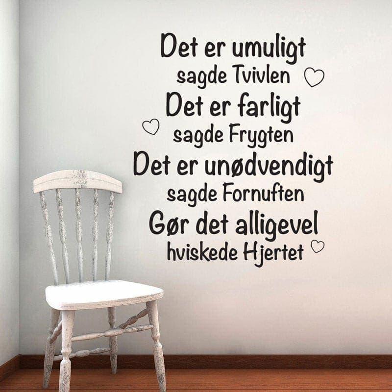 "Inspirerende Vægdekoration – 'Det Er Umuligt' Wallsticker"