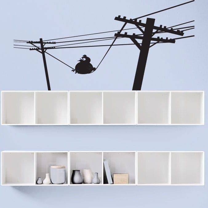 Farverigt Vægklistermærke med Fugl på Elkabler - Gør Hjemmet Sjovt!