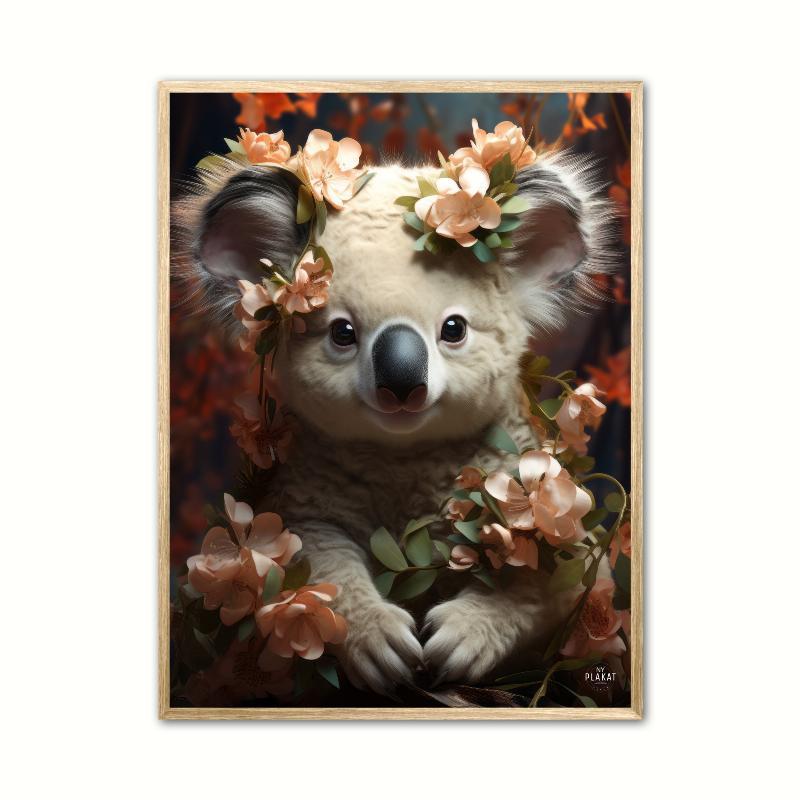 Floral Koala Plakat - Dyr 21 x 29,7 cm (A4)