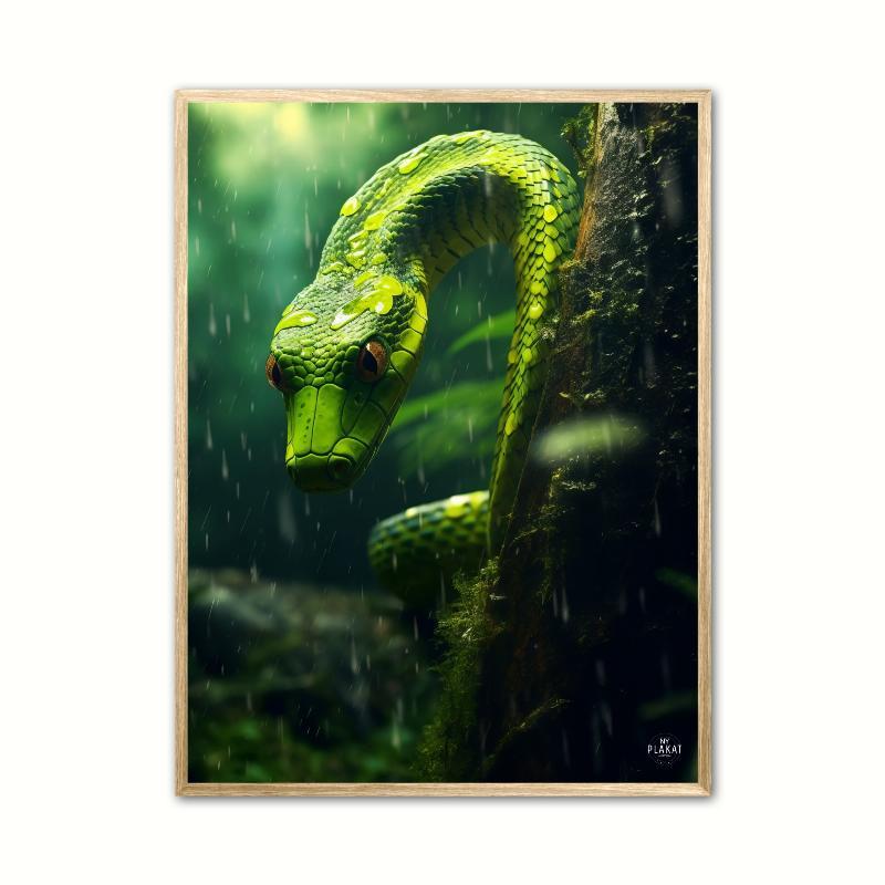 Plakat: Emerald Rain i Junglen - Dyr A4 21x29,7 cm