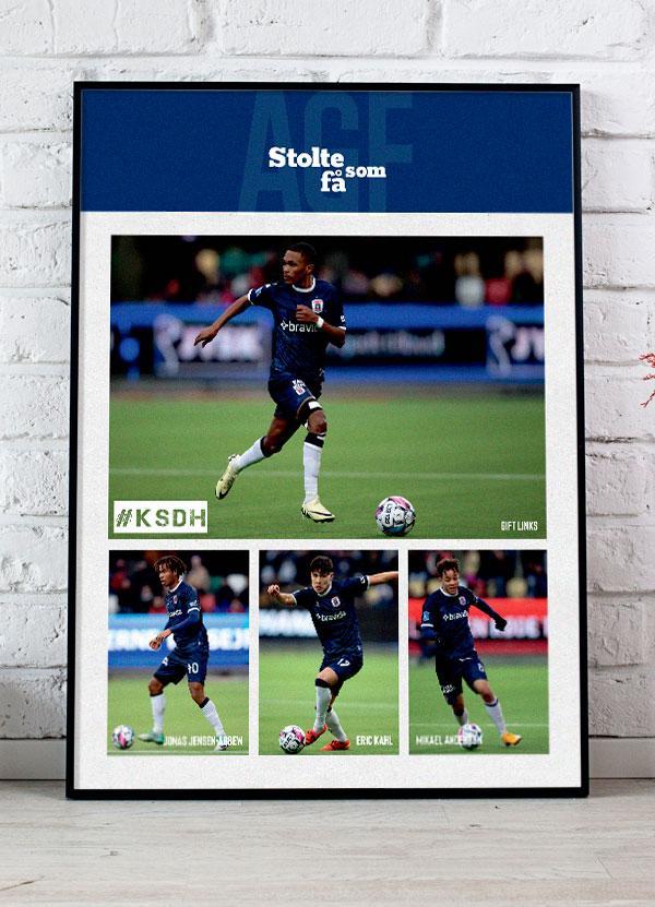 AGF-plakat med 4 spillere - A4 størrelse Kr. 199,-