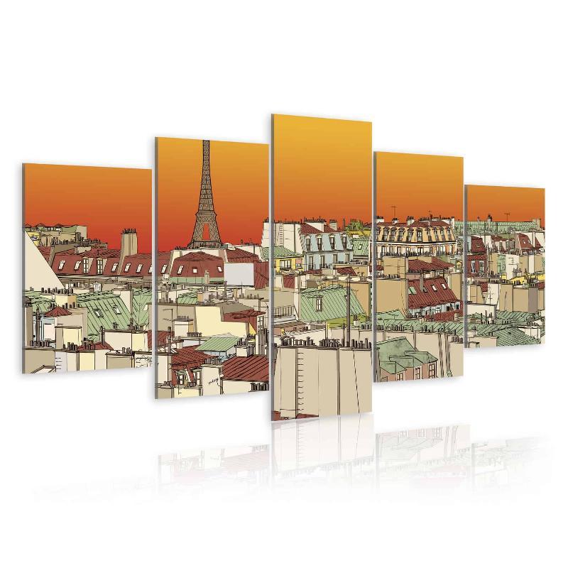 Lærredstryk: Orange Parisisk Himmel