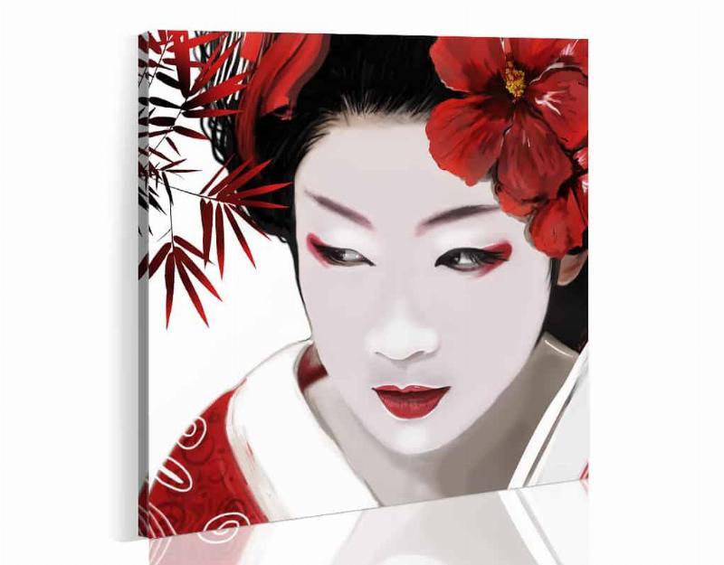 Japansk Geisha Lærredstryk Kunstværk