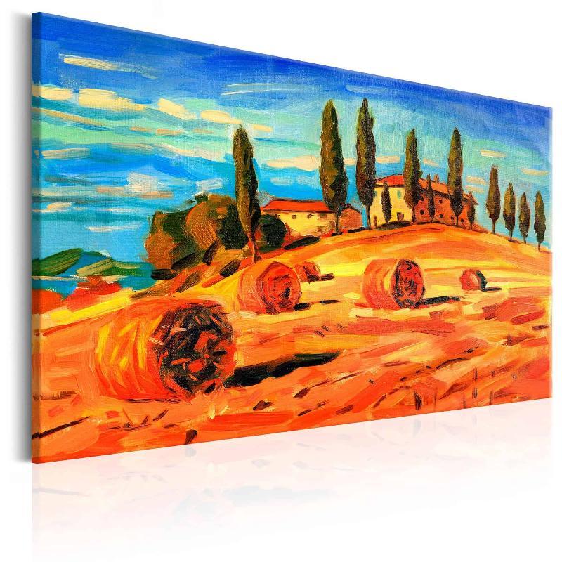 Lærredstryk: August i Toscana