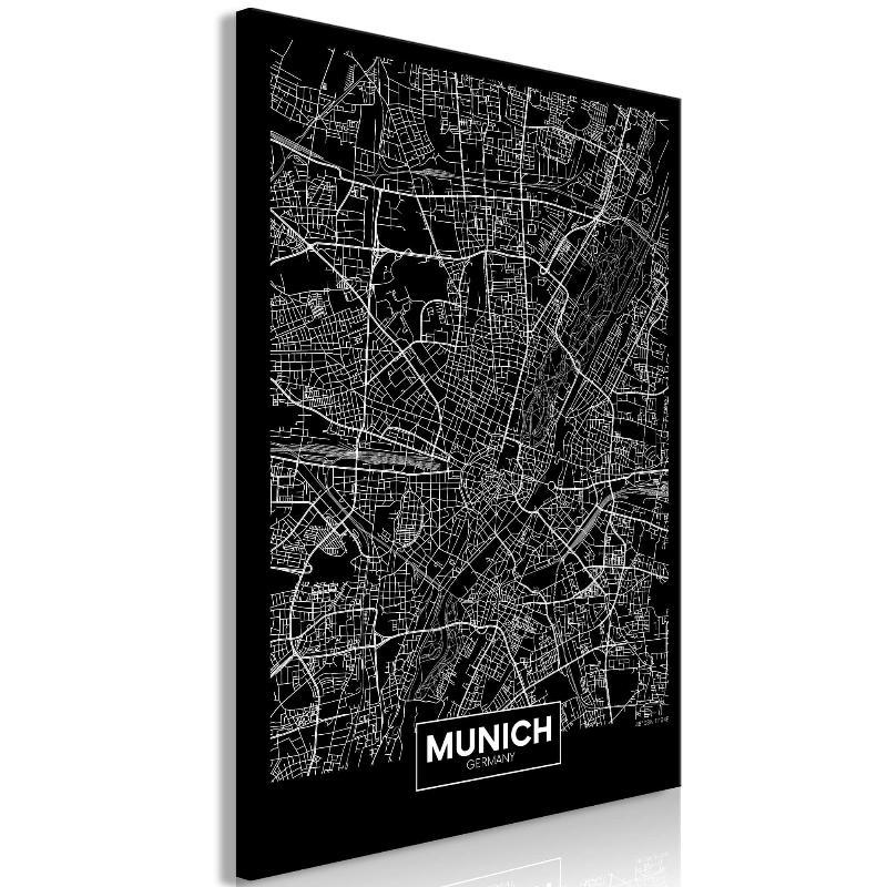Lærredstryk: Mørkt Kort over München (1 stk)