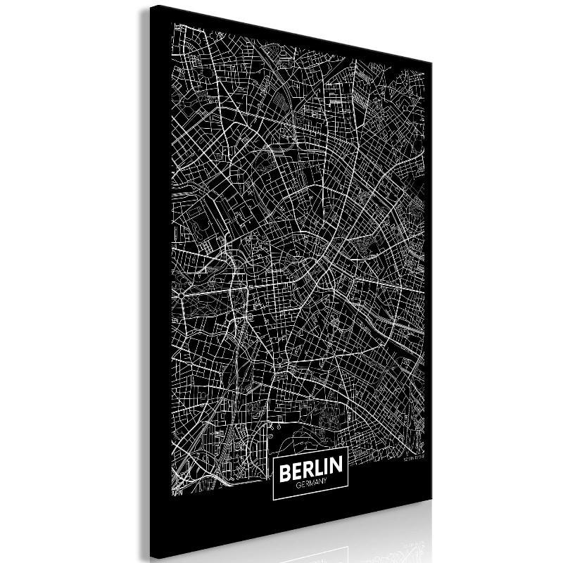 Lærredstryk: Mørk Berlin Kort (1 del)