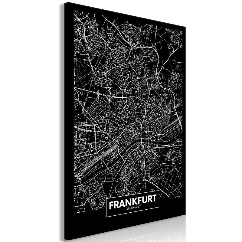 Lærredstryk: Mørkt Kort over Frankfurt (1 del)