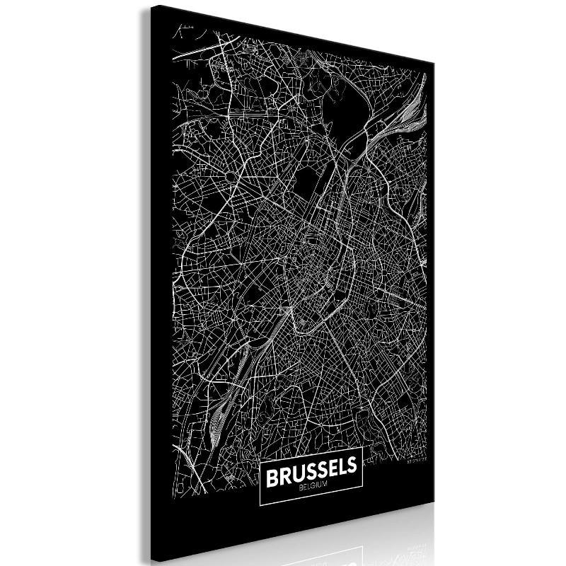 Lærredstryk: Mørkt Kort over Bruxelles (1 stk)