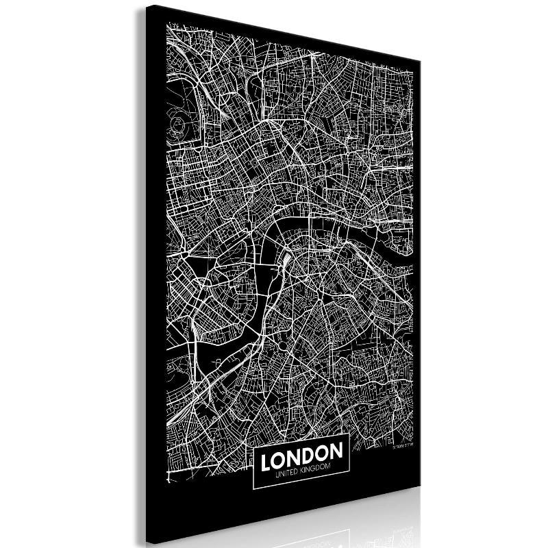 Lærredstryk: Mørkt Kort over London (1 stk)