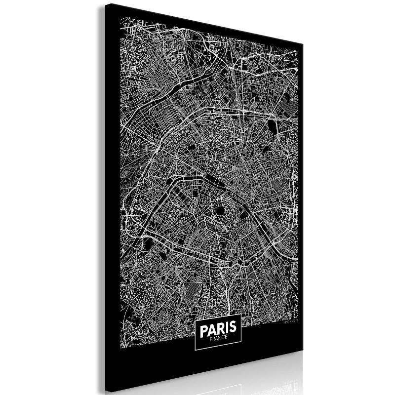 Mørkt kort af Paris - lærredstryk (1 del)
