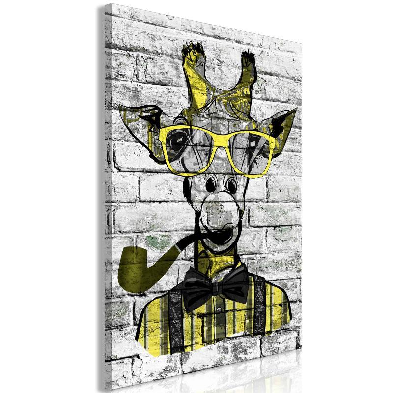 Gul Giraffe Lærredstryk med Pibe (1 stk)