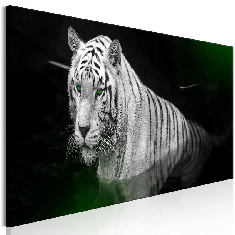 Grøn Lærredstryk med Glitrende Tiger (1 stk)