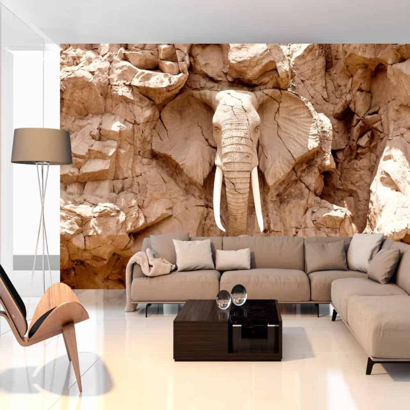 Fototapet med sten-elefant (Sydafrika)