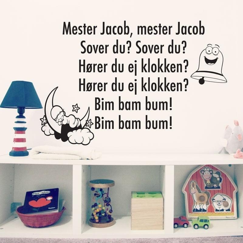 Mester Jacob Første Vers – Vægklistermærke til Børneværelse