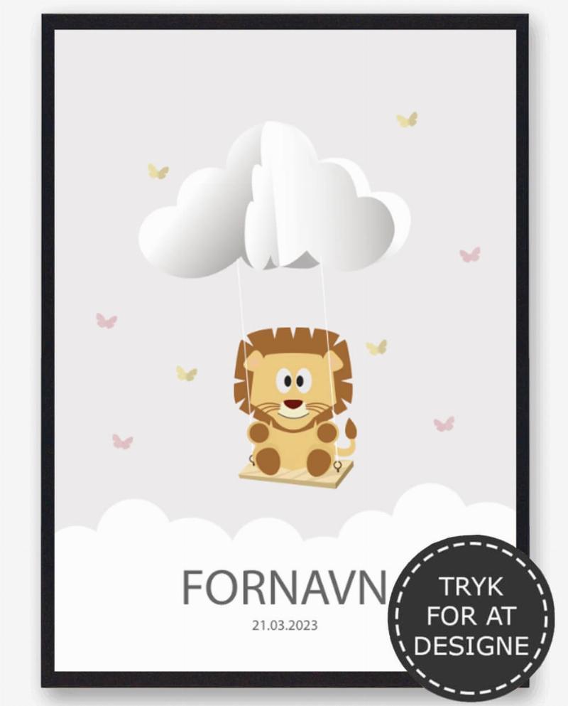 Navnetavle Løve - Plakat 50x70 cm (B2)