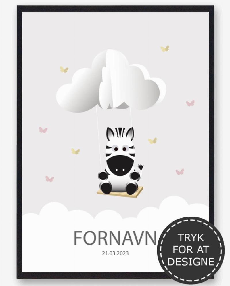 Zebra Navnetavle Plakat - 50x70cm (B2)