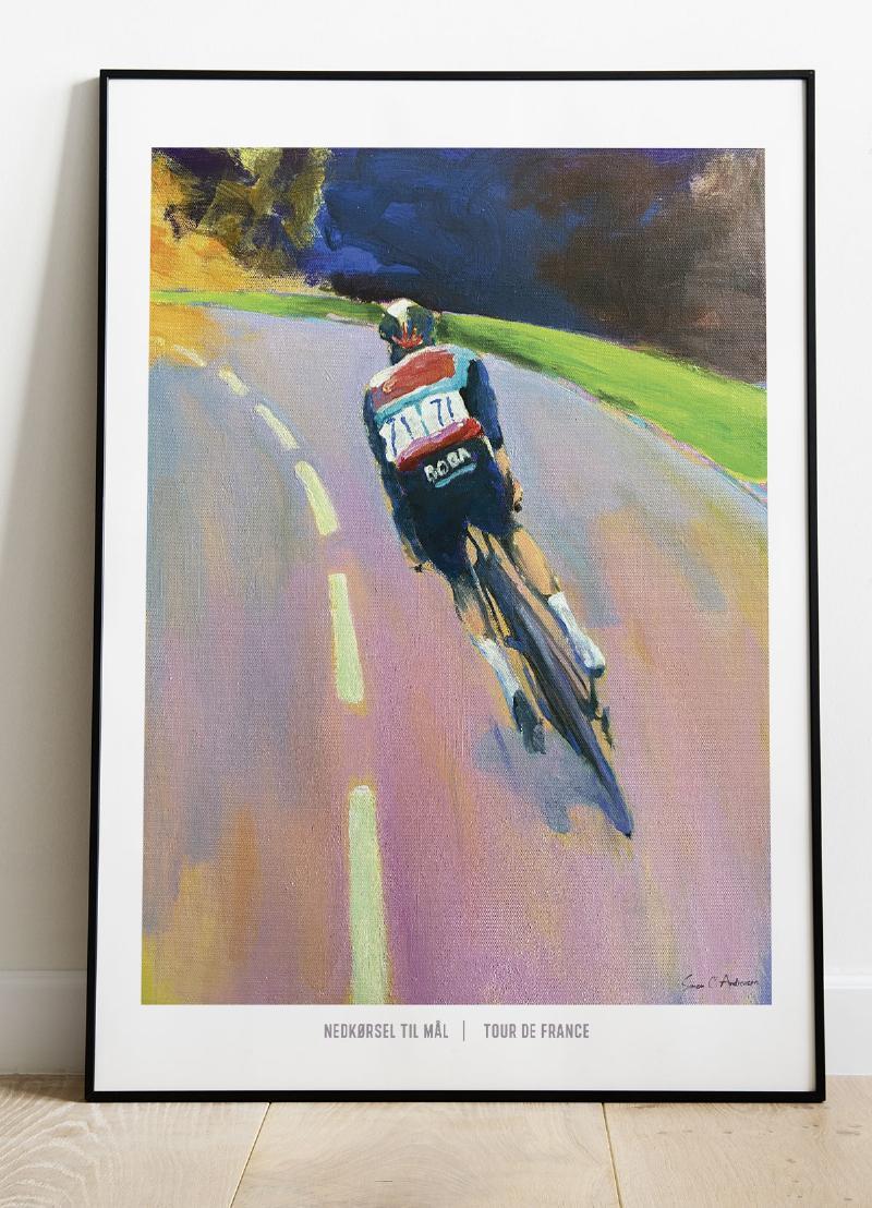 Tour de France-plakat: Nedkørsel mod mål - A4