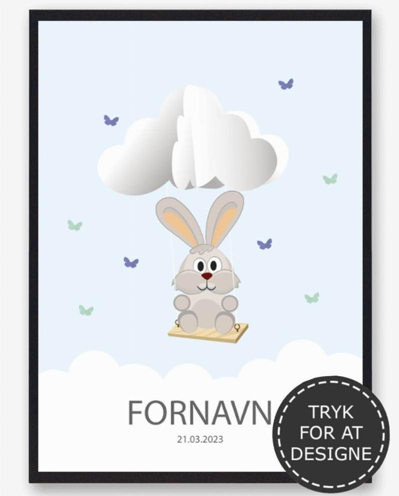 Navnetavle til Kanin - Plakat (M - 30x40cm)